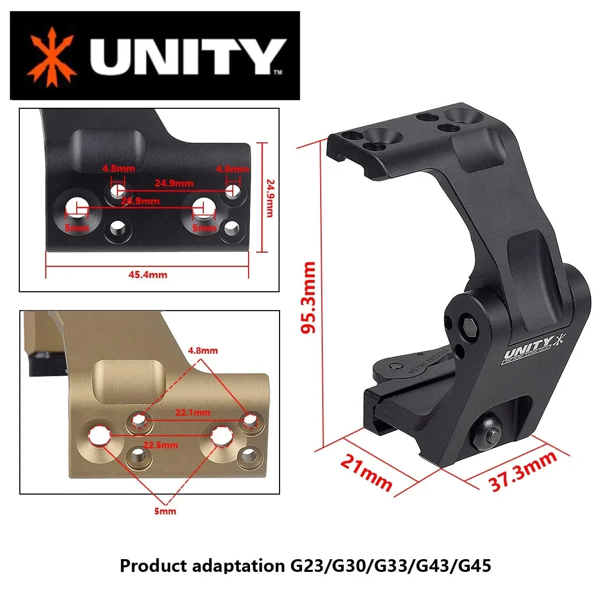 Tactical UNITY FAST OMNI FTC Magnifier Mount Optic Base G30 G33 G43 G45 551 552 553 558 2.26" Optical Height Sight Scope Mounts