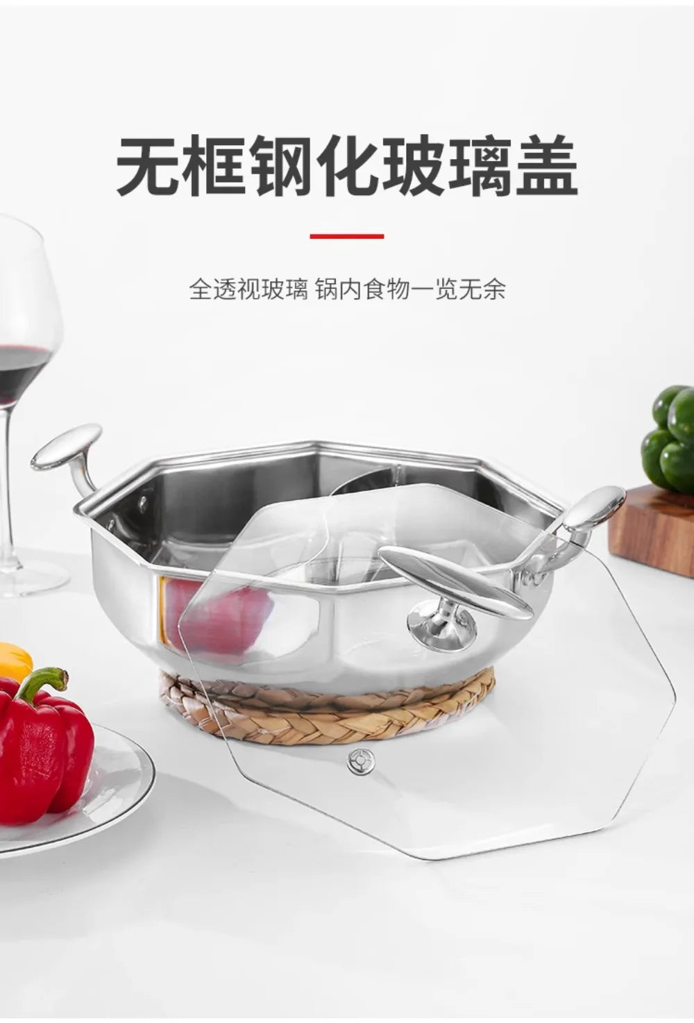 Cookware Suit 304 Octagonal Mandarin Soup Hot Pots High-End Steel Pots Induction Cooker Commercial Hot Pots Cookware Pot Sets CE