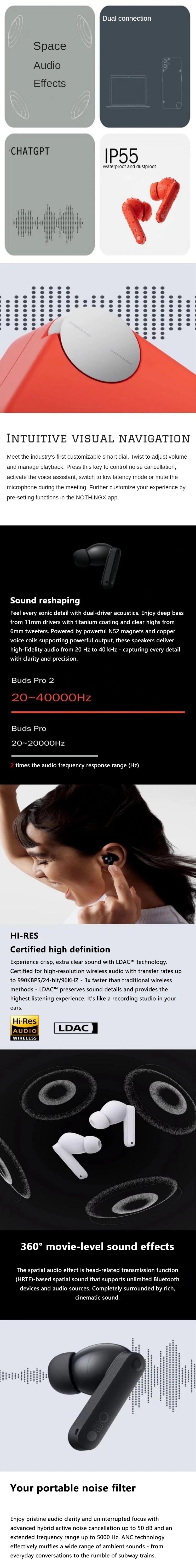 CMF by NOTHING buds pro 2nd generation new true wireless noise reduction Bluetooth headset gaming bass brand headset luxurious