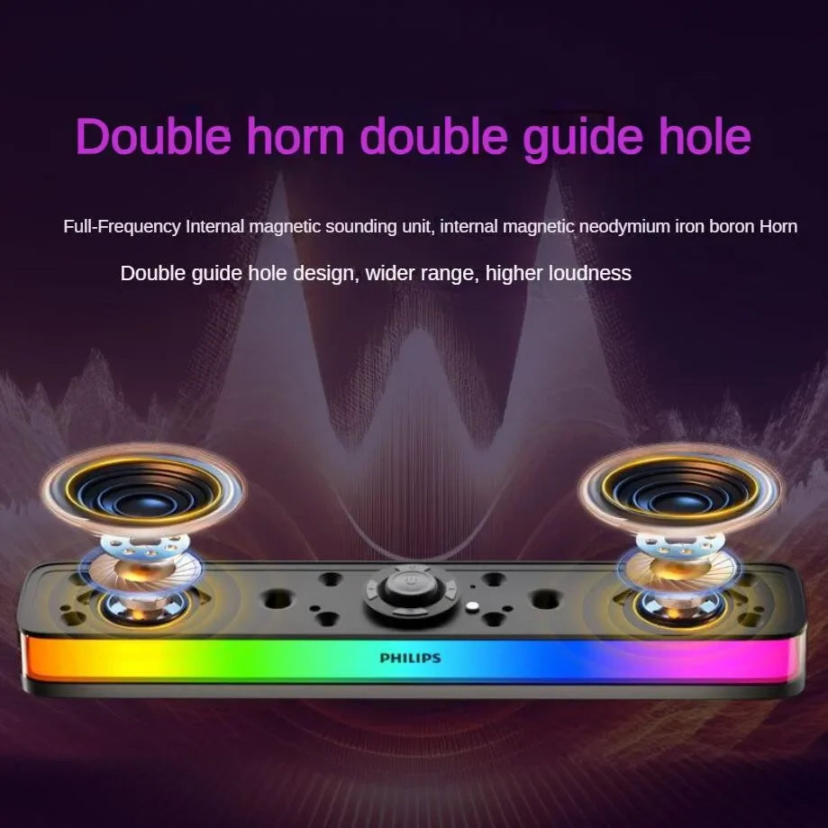 SPA6109 Portable Full-screen Lighting RGB Esports Sound Bar Built-in Hidden Noise Reduction Microphone Stereo Bluetooth Speakers