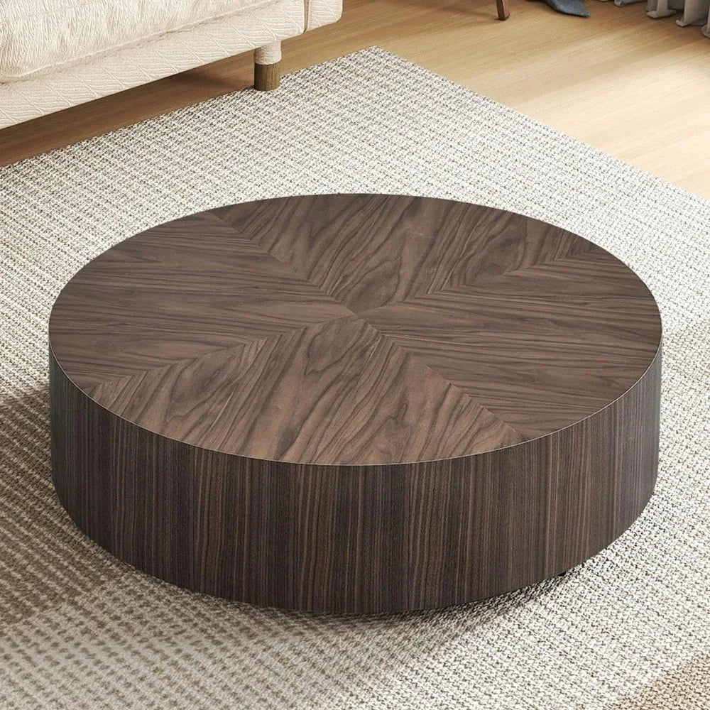 Modern Walnut Round Coffee Table