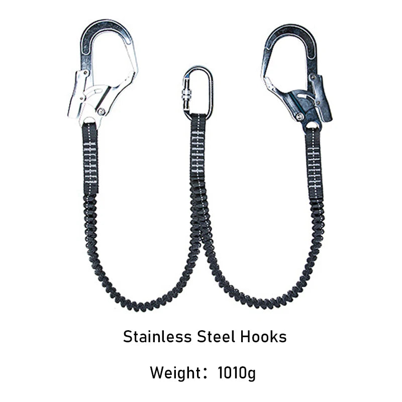 Outdoor Professional Safety Elastic Sling Belt With Double Hook Protective High-altitude Work Anti-fall Survival Rope