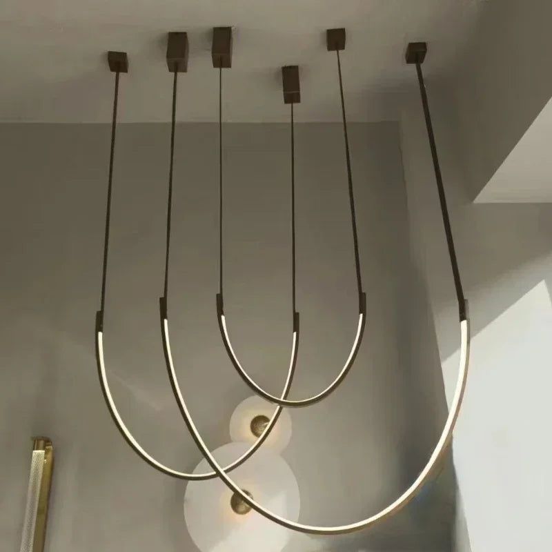 Nordic U-Shaped Leather Chandelier