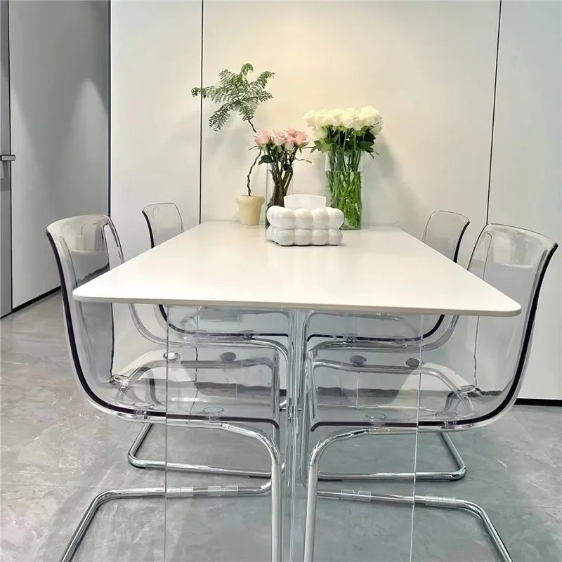 Transparent Simple Dining Table Modern Acrylic Modern Nordic Kitchen Tables Design White Tavoli Da Pranzo Small Furniture HD50CZ