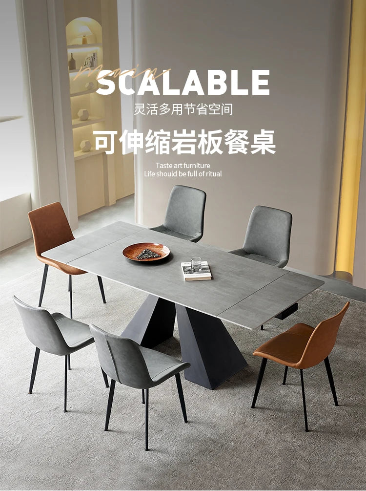 Modern Slate Dining Table Extendable Grey Simple Design Center Table Receptionist Nordic Mesas Comedor Kitchen Furniture HD50CZ