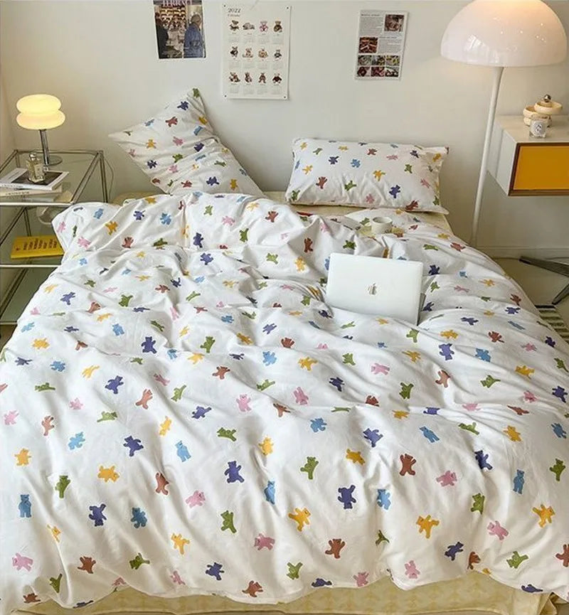 Romantic Duvet Cover Set Ins Floral Flat Sheet Pillowcase No Filler New Arrival Single Full Size Fashion Home Decor Bed Linens