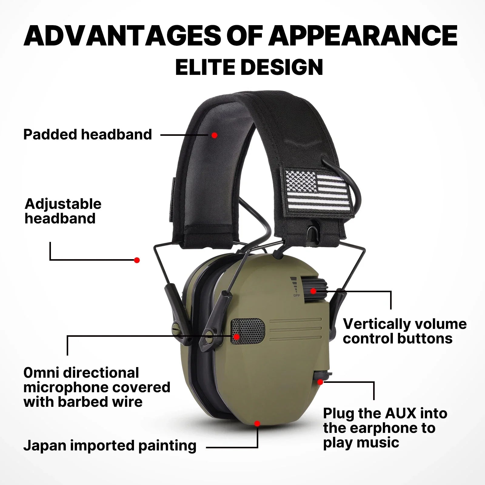 Tactical Electronic Shooting Earmuff Anti-noise Headphone Sound Amplification Hearing Protection Headset Foldable