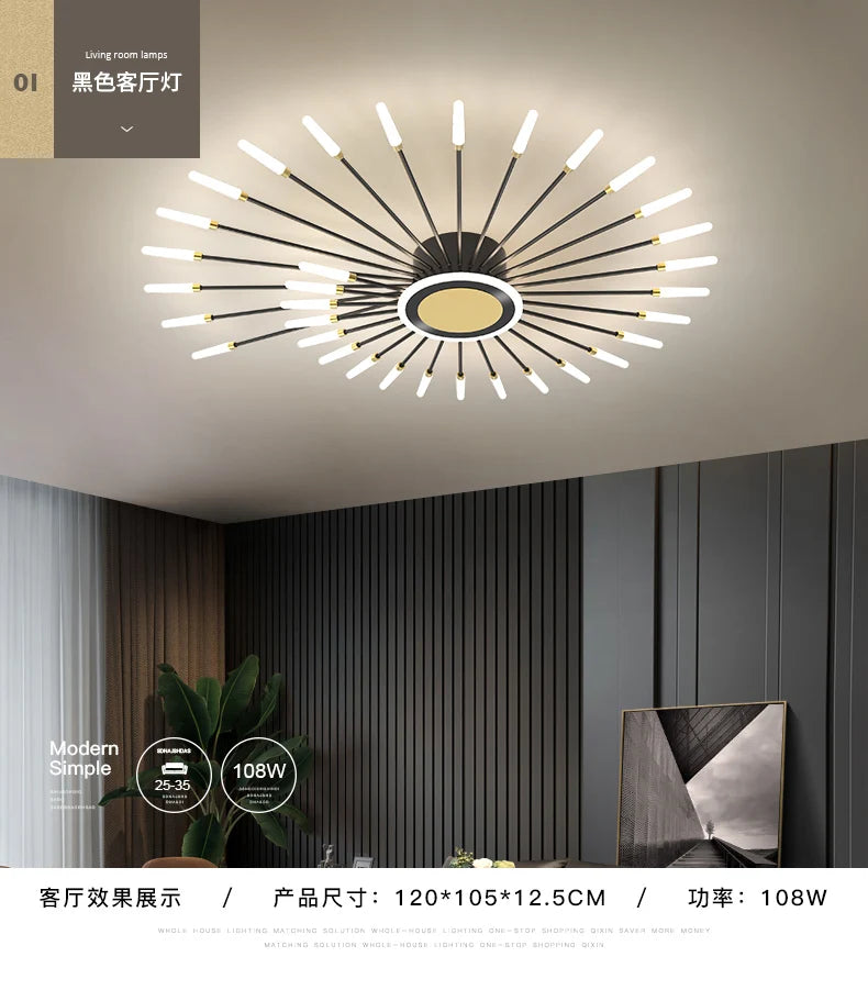 Modern Ceiling Chandelier lighting spiral firework shape Nordic living room Dimmable LED Lamps bedroom Home Decoration fixtures