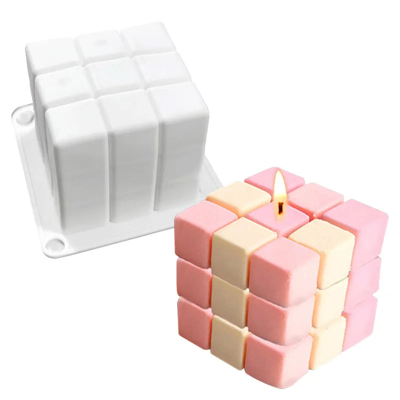 3D Bubble Cube Candle Silicone Mould Home Decor Scented Candle Mould Handmade Chocolate Dessert Cake Baking Mould Tool