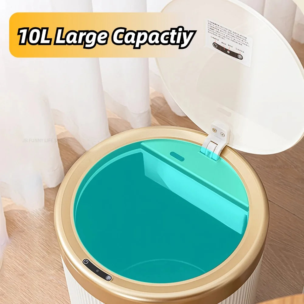 10L Light Luxury Smart Sensor Trash Can For Bathroom Kitchen Automatic Sensor Trash Bin With inner barrel Electric Wastebasket