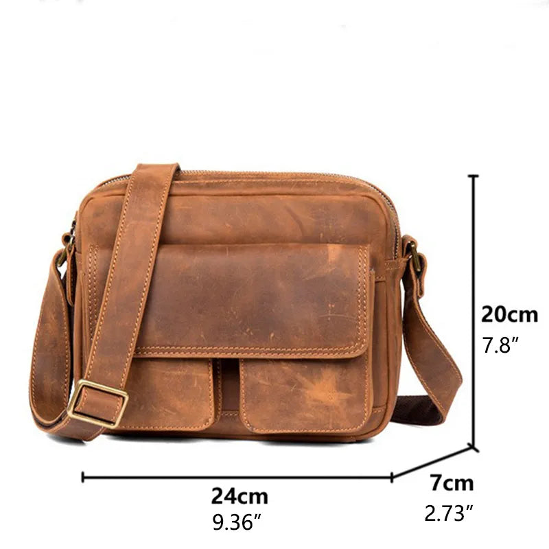 Handmade Leather Crossbody Backpack Vintage Men's Messenger