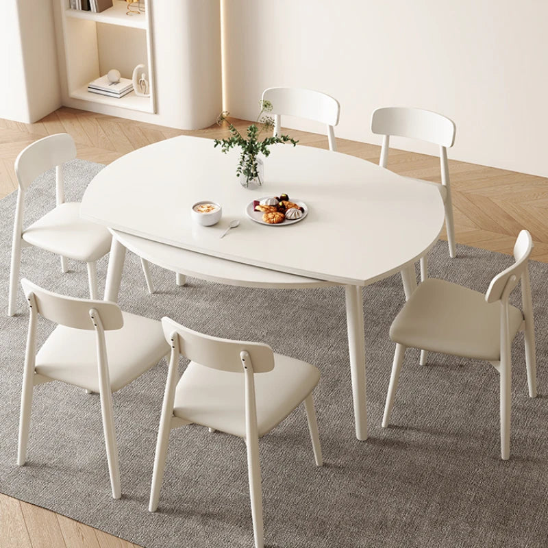 Slate Folding Dining Tables White Extendable Nordic Modern Living Room Table Receptionist Design Mesas Comedor Furniture HD50CZ