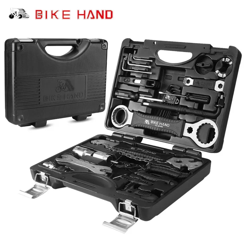 BIKE HAND 18 in 1 Professional Bicycle Repair Tools Kit Box Multi MTB Tire Chain Spoke Freewheel Pedal Wrench Bike Tools Box