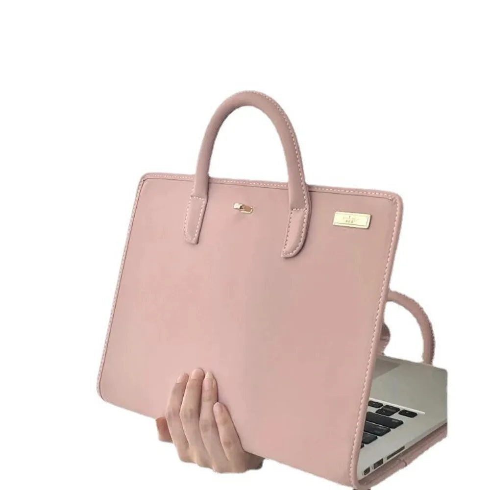 Pink Laptop Sleeve Fashion with Handle PU Laptop Protective Case Laptop Bag for for Macbook,Lenovo,Xiaomi,Huawei