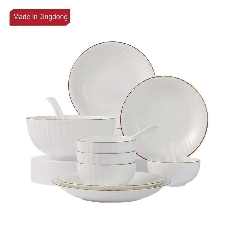 Premium Bone China Dinnerware Set for Home, Microwave Compatibility, 14Pis