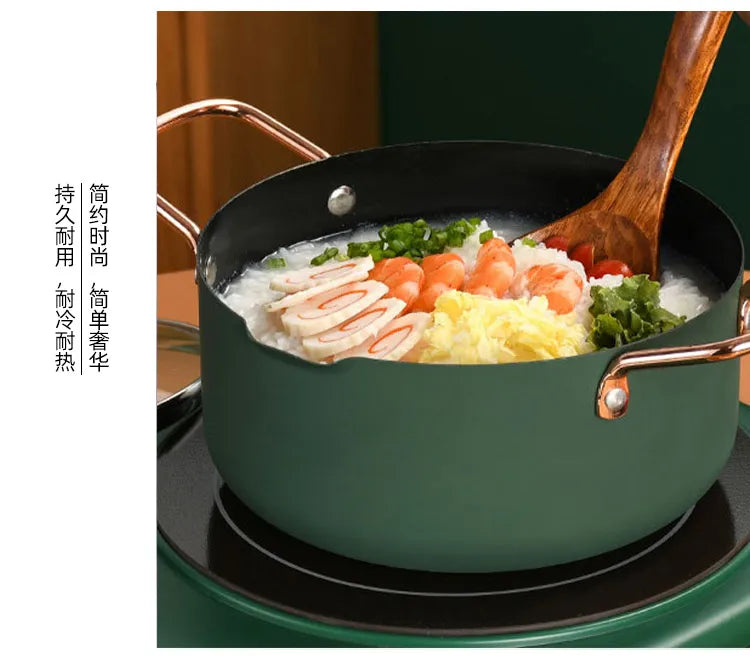 Nordic Oil Frying Pan Light Luxury Kitchen High-end Cookware Household Stainless Steel Soup Pot with Diversion Port Two Ears