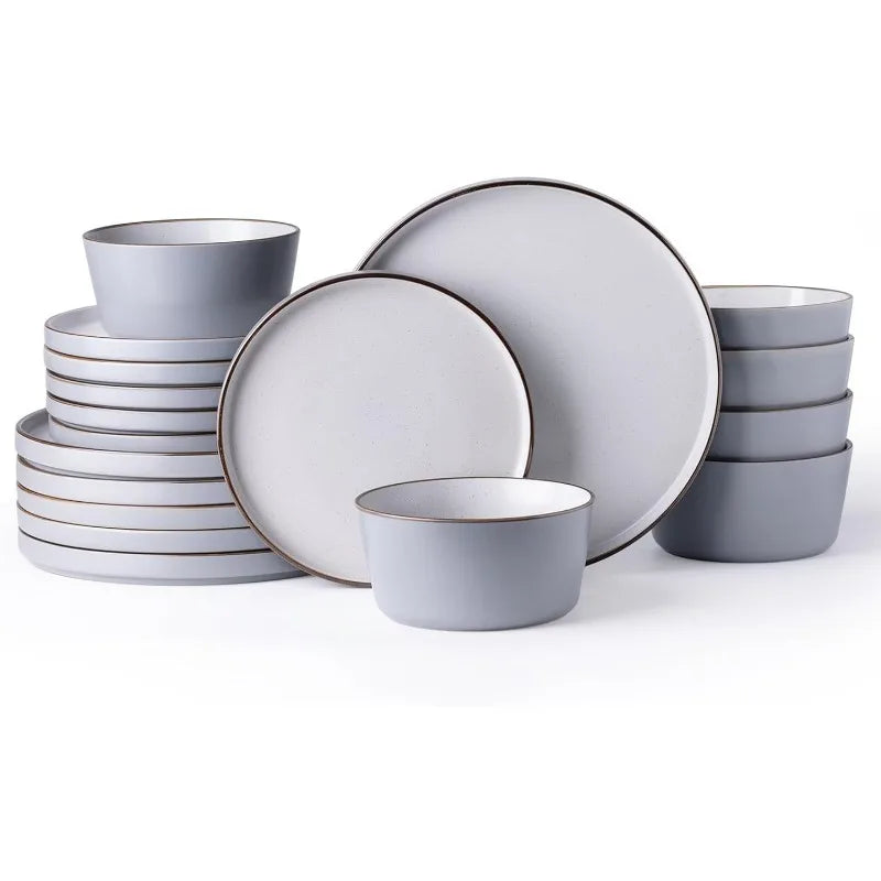 AmorArc Dinnerware Sets of 4,Modern Stoneware Plates and Bowls Sets