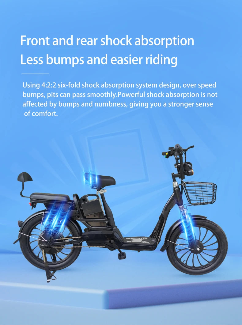 20 Inch No. 9 Fat Tire Household Electric Bicycle Two Seat E-bike 350W электровелосипед Lithium Battery Electric Bike