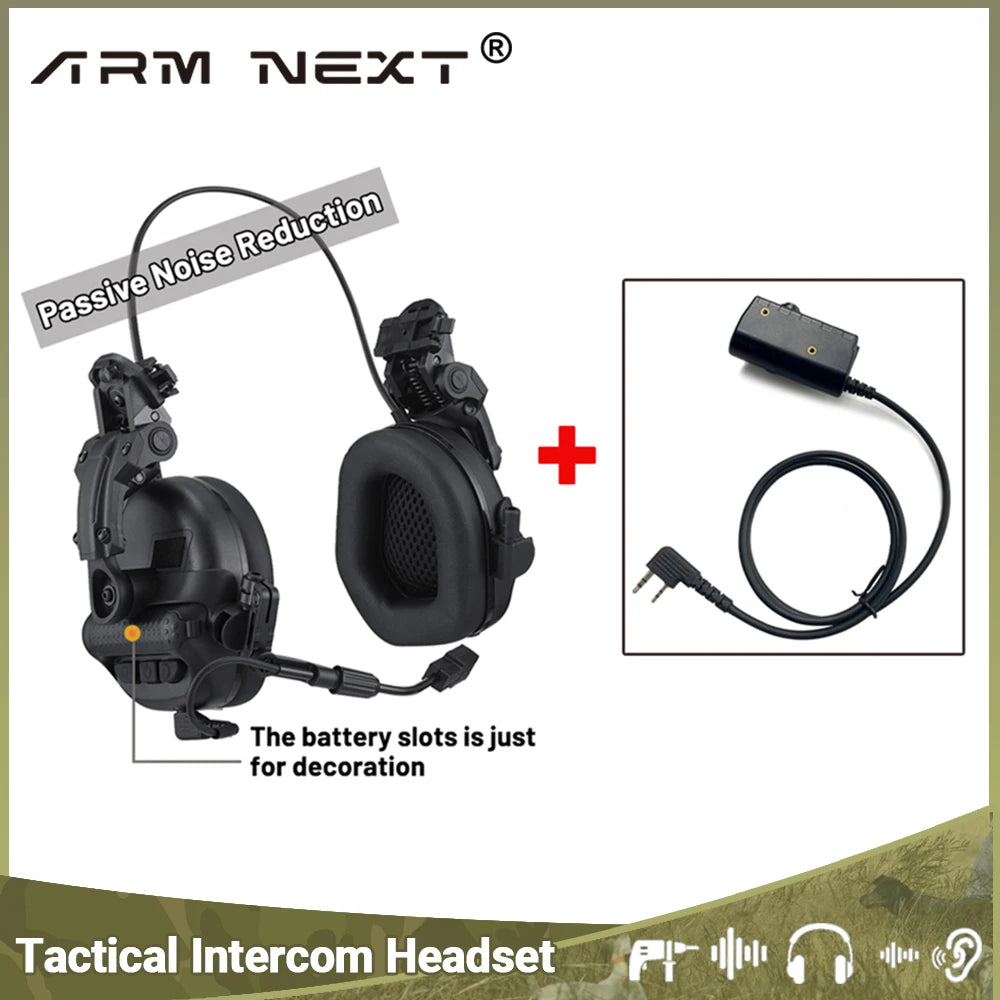 ARM NEXT Tactical Headset Non-picking Noise-Cancelling Headset Microphone Intercom Military Headphones with PTT Adapter