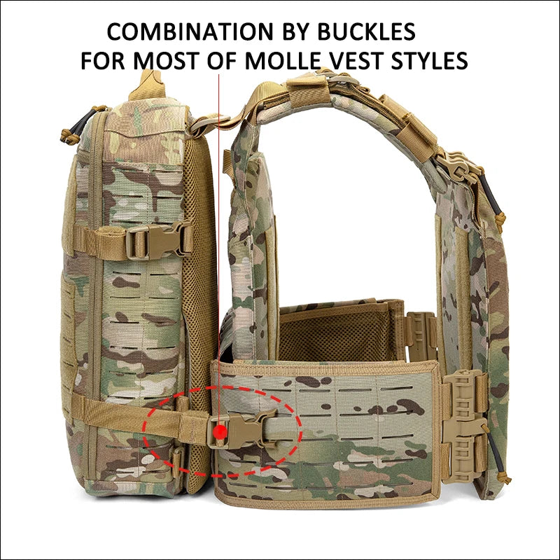 1000D Nylon Hunting Backpack Molle Plate Carrier Bag Light Weight Hiking Rucksack Compatible with Vest Sports Backpack