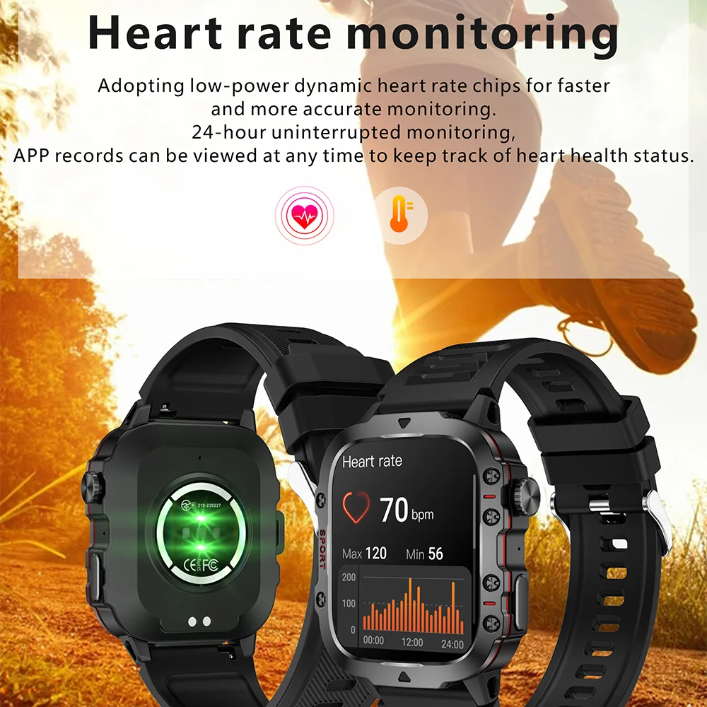 Military Men Smart Watch Bluetooth Call Fitness Clock Heart Monitor 3ATM Swim Waterproof Sport Smartwatch for Xiaomi iPhone 2024