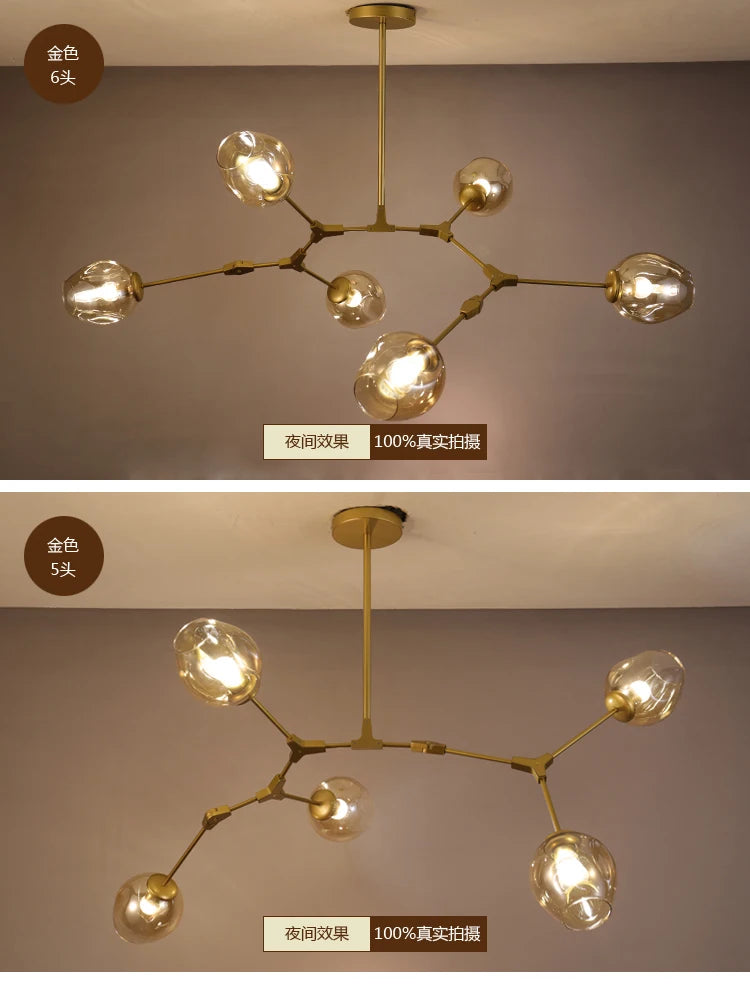 Modern Glass Bubble Chandelier For Living Room Dining Island Suspension Lamp Light Designer Branching Fixtures Hanging Luminaire