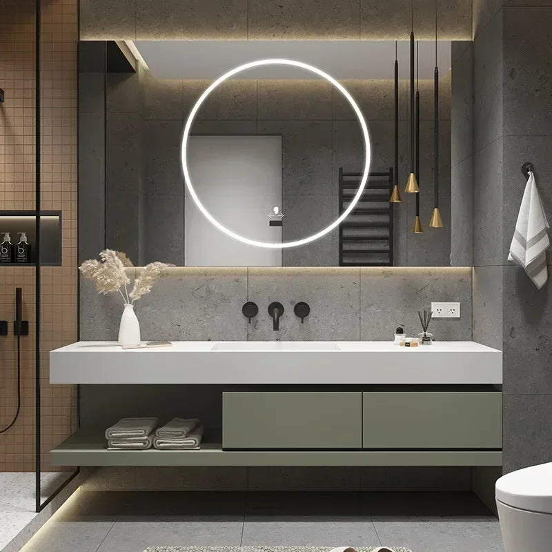 Modern Wall-Hung Vanity Combo with Mirror Light