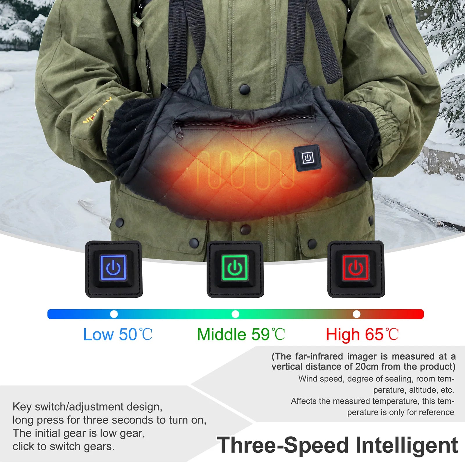 Heated Hand Pouch Soft Fleece Lining Heated Hand Pouch 3 Temperature Settings Handwarmers With USB Connector Heated Hand Muff