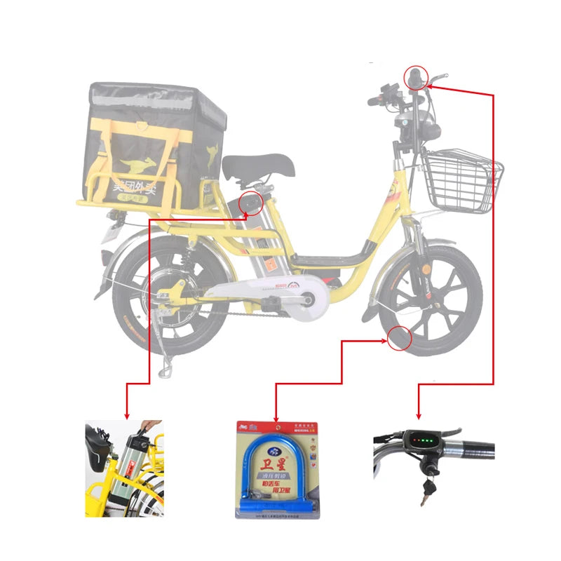 18 Inch Takeaway Electric Bicycle Two Seat Ebike Delivery Электровелосипед 350W Lithium Battery Electric Bike,Customizable