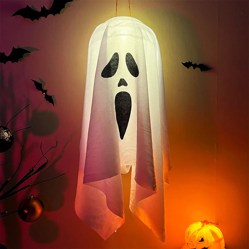 Halloween Party LED Glow Ghost Home Indoor Outdoor Decoration Supplies 2024 Haunted House Bar Hanging Horror Props with Lights