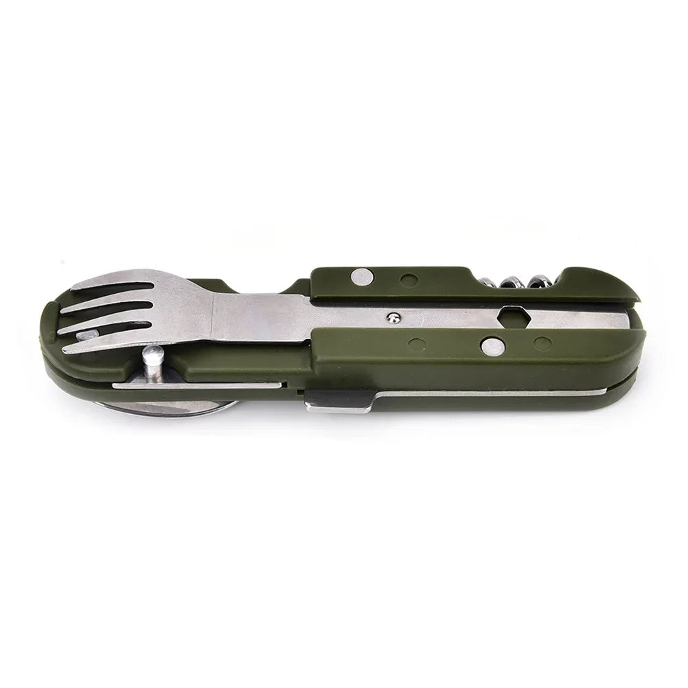 Fork and Spoon Camping Supplies Portable Dinner Set Stainless Steel Outdoor Tableware Folding Knife Equipment Cookware Hiking