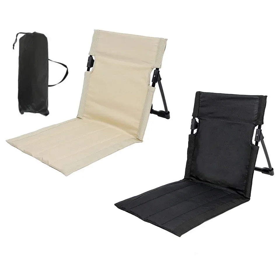 Outdoor Camping Chair Foldable Garden Park Single Lying Chair Backrest Cushion Picnic Camping Foldable Beach Chair 1+1