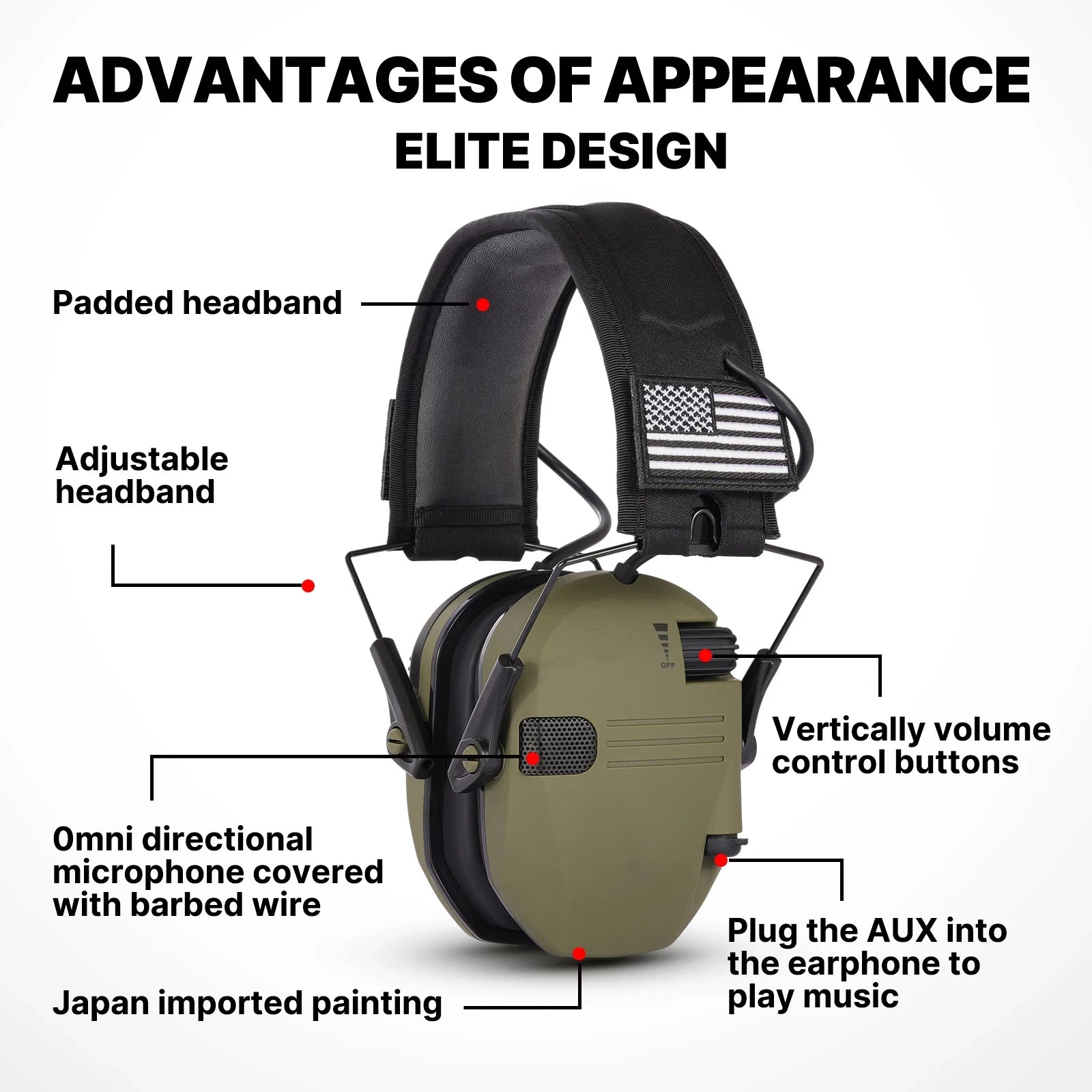 Shooting Hearing Protection Electronic Tactical Headset Noise Cancelling Active Hunting Earmuffs NRR23dB