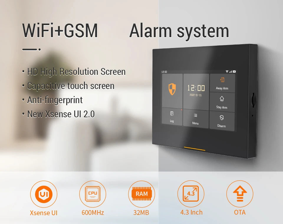 ACJ H501 Alarm System Kits for Home Burglar Security 433MHz WiFi GSM Alarm Wireless Tuya SmartLife Alexa App Control Door Sensor