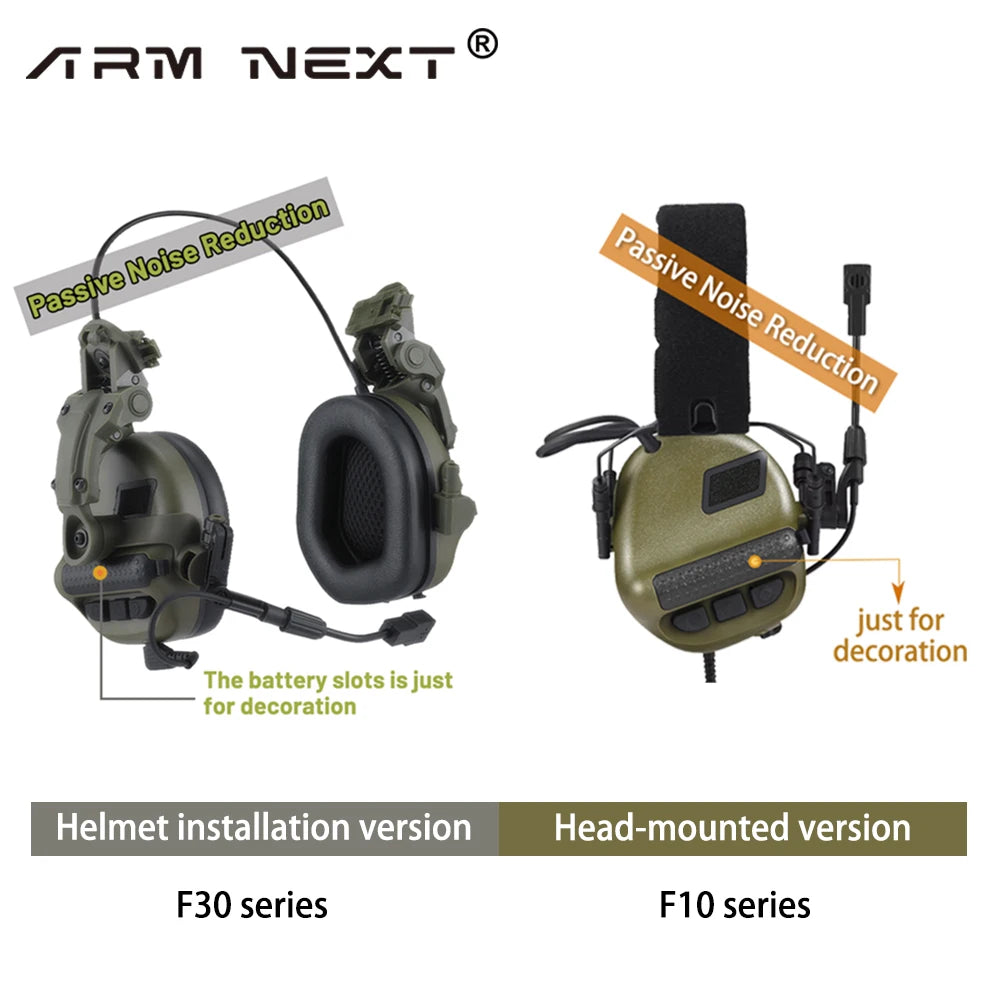 ARM NEXT Tactical Intercom Earmuff Shooting Passive Noise Canceling Earmuff Slim Hearing Protector Defender Non-Picking