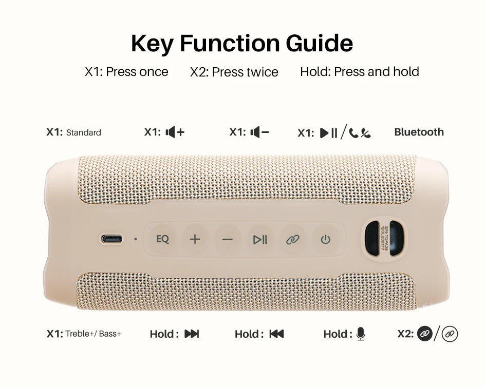 TOZO PA2 Bluetooth Speaker with Dual Drivers & Dual Bass Diaphragms Deep Bass Loud Stereo Sound 25H Playtime Wireless Speaker