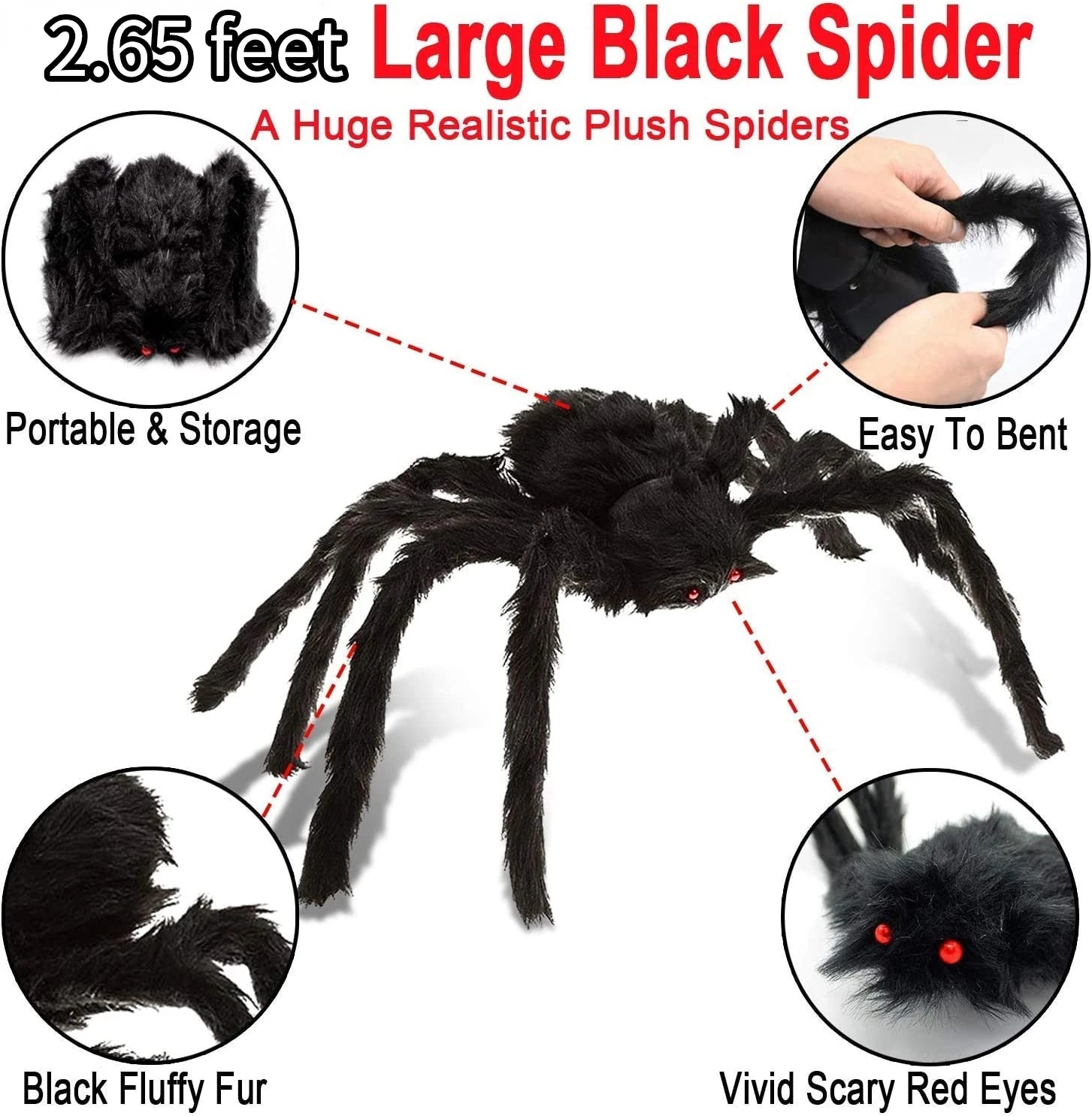 Giant Spider Huge Spider Web Halloween Decoration Props Haunted Indoor Outdoor Spooky Plush Large Araneid Prank Trick Supplies