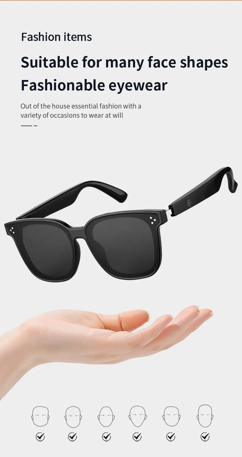 Bluetooth Smart Audio Glasses For Listen To Music And Call Fishing Driving UV 400 Protection Sunglasses Fast Charging Headphone