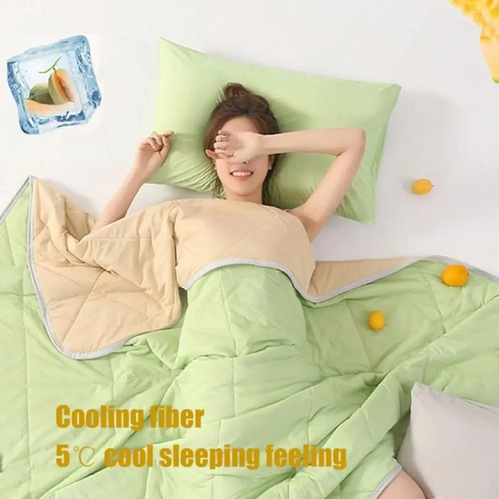 New Double Sided Cooling Blanket Cold Effect Breathable Conditioning Quilt Skin-Friendly Solid Color Cooler Quilt