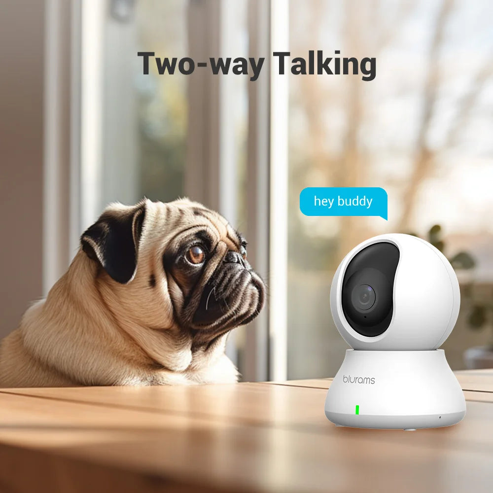 Blurams 2.4GHz WiFi Indoor Camera, 2K, 360° PTZ Pet Dog IP CCTV Camera with Phone App, 2-Way Talk, Night Vision, for Home Securi