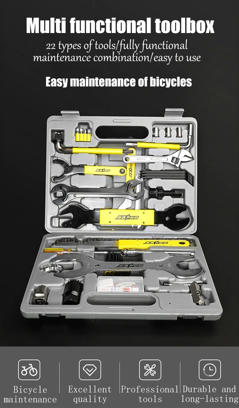 TOSUOD Bicycle repair kit, axle wrench, tire repair kit, maintenance equipment, mountain bike, road bike