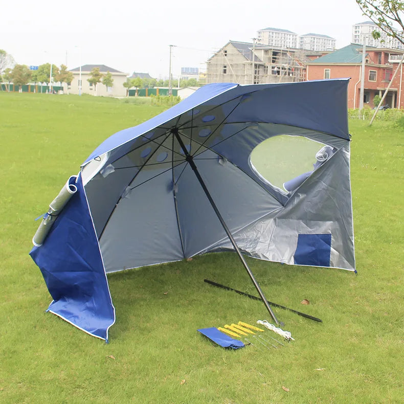 Cross border Amazon Sports Outdoor Portable Multi functional Sunshade Beach Tent Umbrella with Window Fishing Beach Umbrella