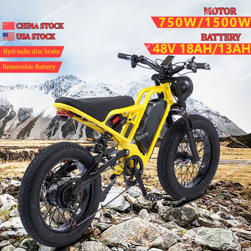 New Mountain Ebike 1500W High Speed Motor 48V 18AH Off-Road Electric Bicycle Hydraulic disc brake Full suspension Electric Bike