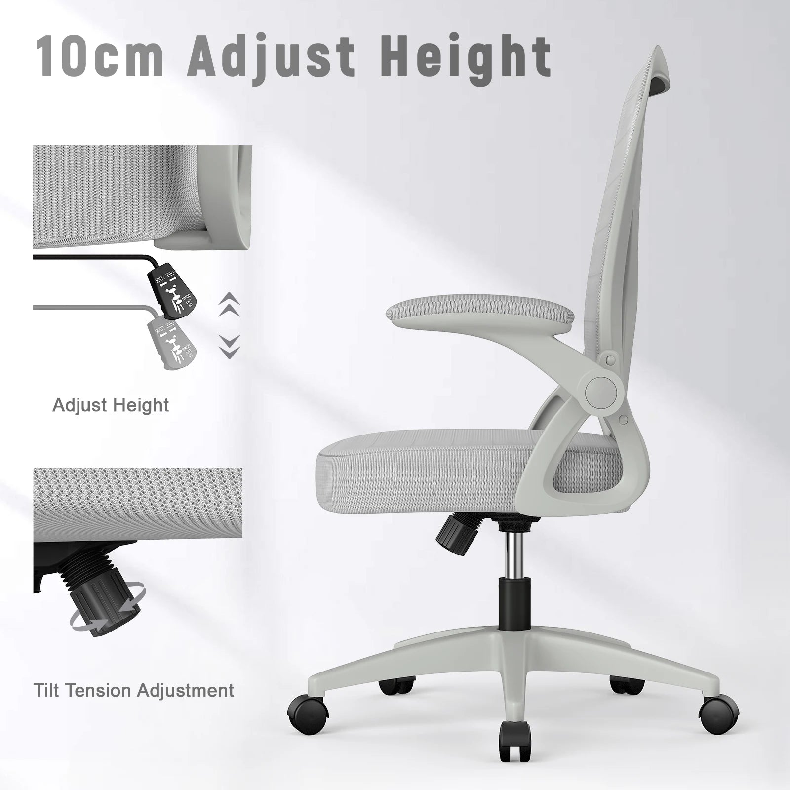 Ergonomic Office Chair with Slide Seat Mesh Seat Adjustable Lumbar Support Angle and Height Adjustable Home Office Gaming chair