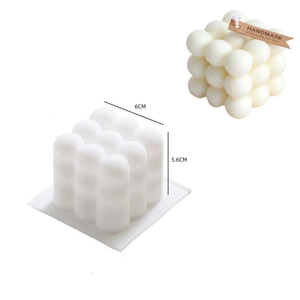 3D Bubble Cube Candle Silicone Mould Home Decor Scented Candle Mould Handmade Chocolate Dessert Cake Baking Mould Tool