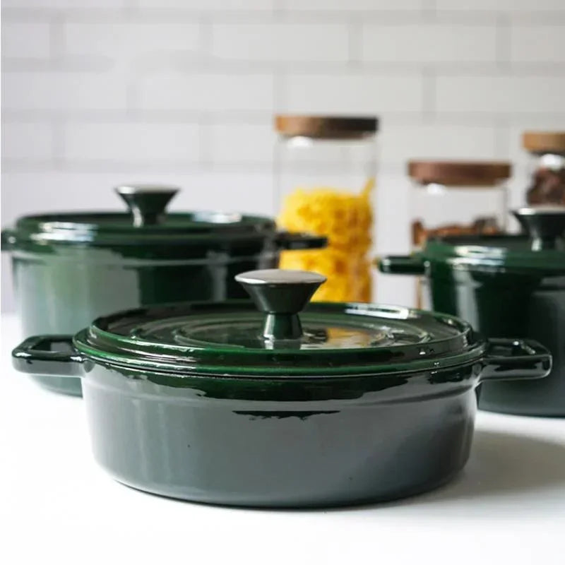 Versatile Green Enamel Cast Iron Pot  Cookware High-End Cooking Pot Multifunctional Kitchen Essential for Gourmet Cooking