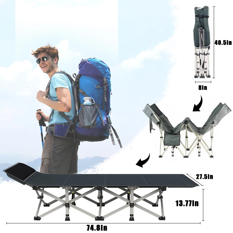 Niceway Camping Cot Folding Camping Bed Portable Outdoor Bed Office Nap Beach Bed Camp For Camping Hiking Single Escort Bed