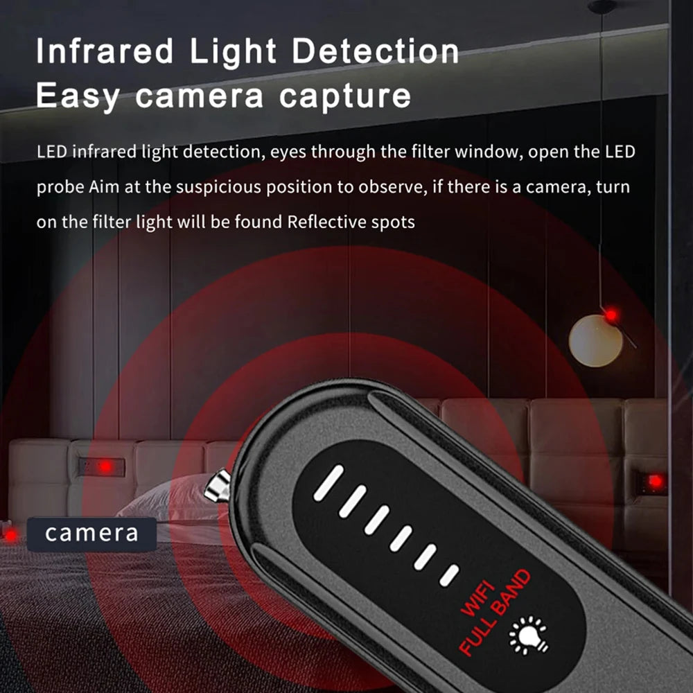 Hidden Camera Detector Anti-Spy Car GPS Tracker Listening Device Bug RF Wireless All Signal Scanner Gadget Security Protection