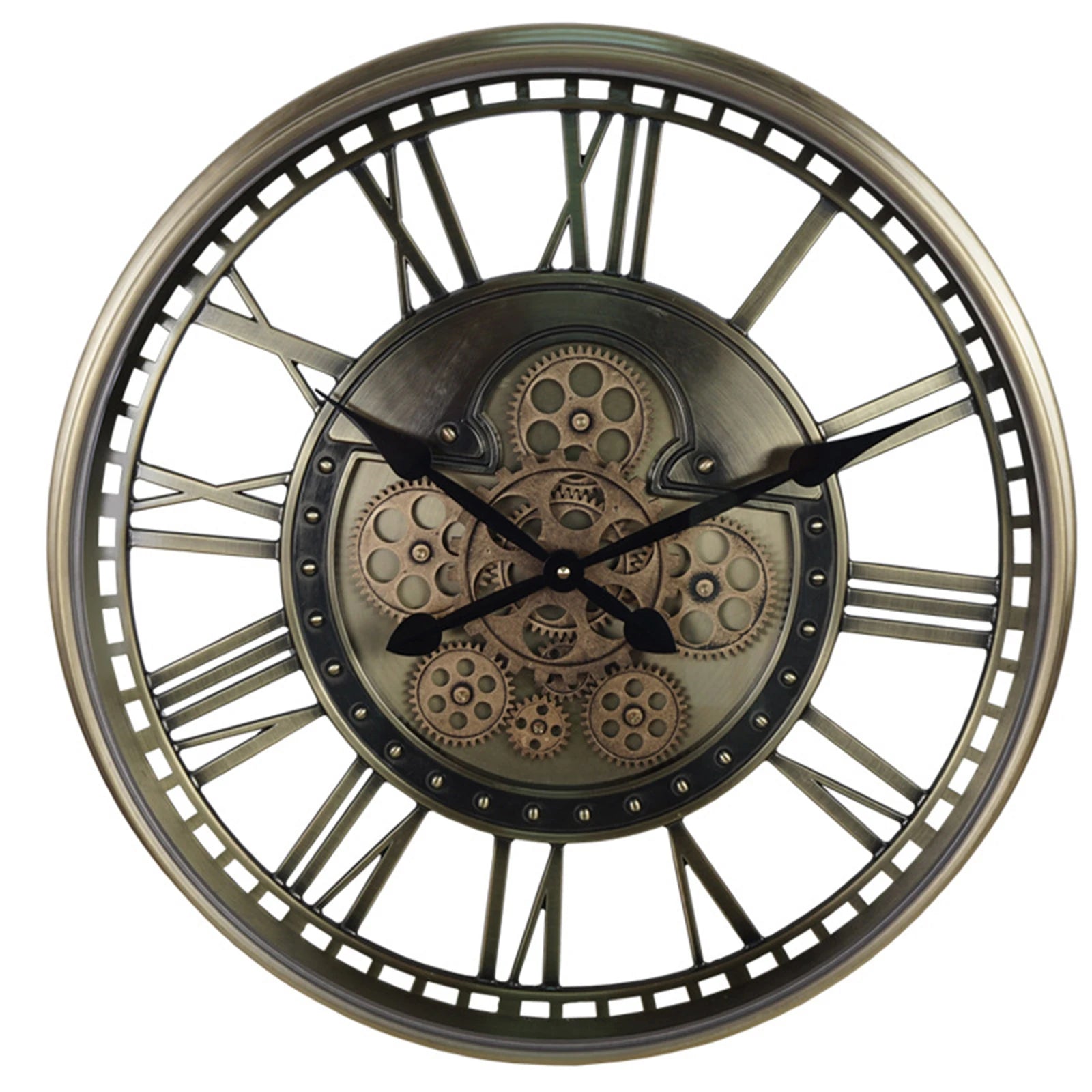 Moving Gear Wall Clock – Retro Industrial Steampunk Design