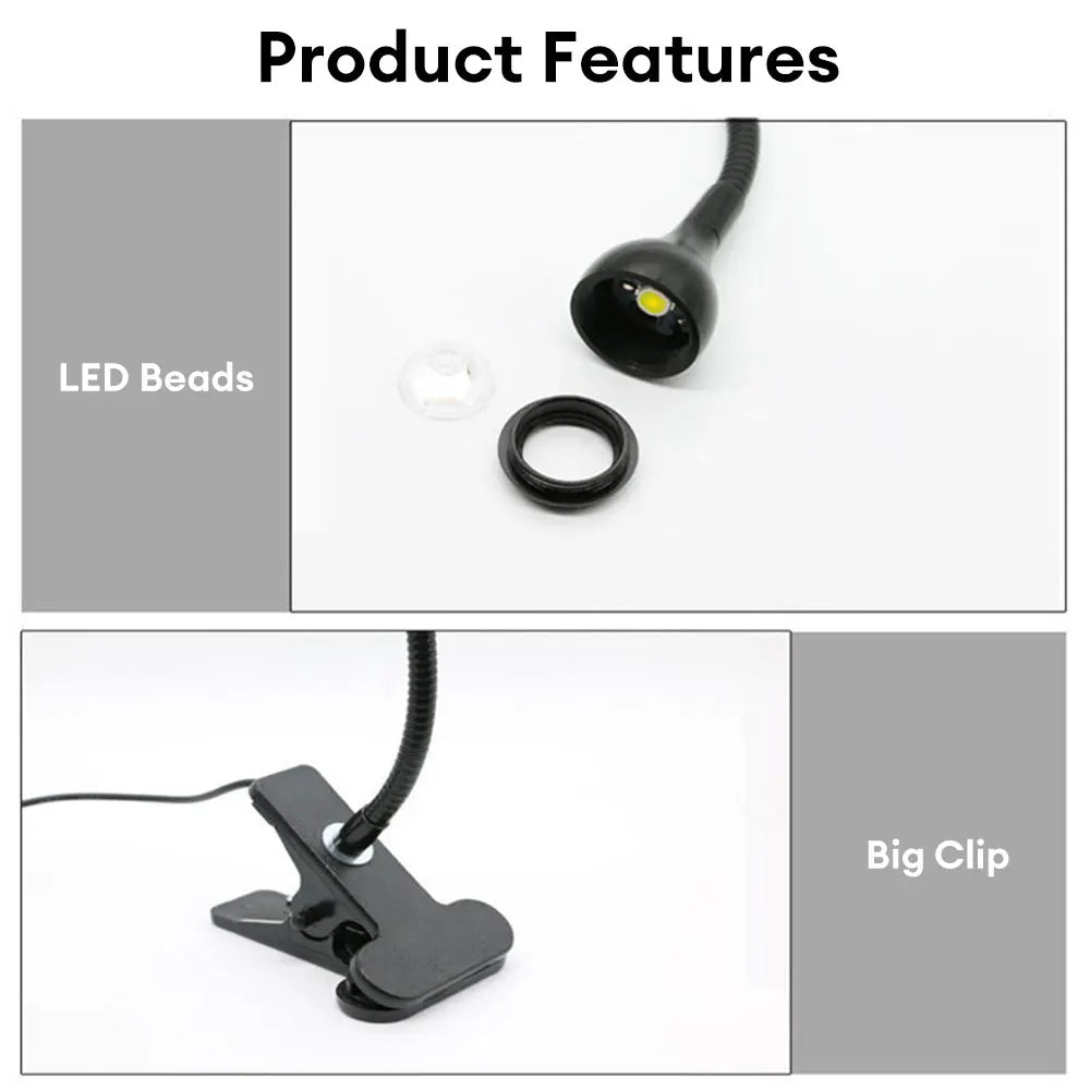 LED Desk Lamp Eye Protection Lamp Flexible Table Lamp USB Reading Light Adjustable Goosenecks Clip On Light Night Light